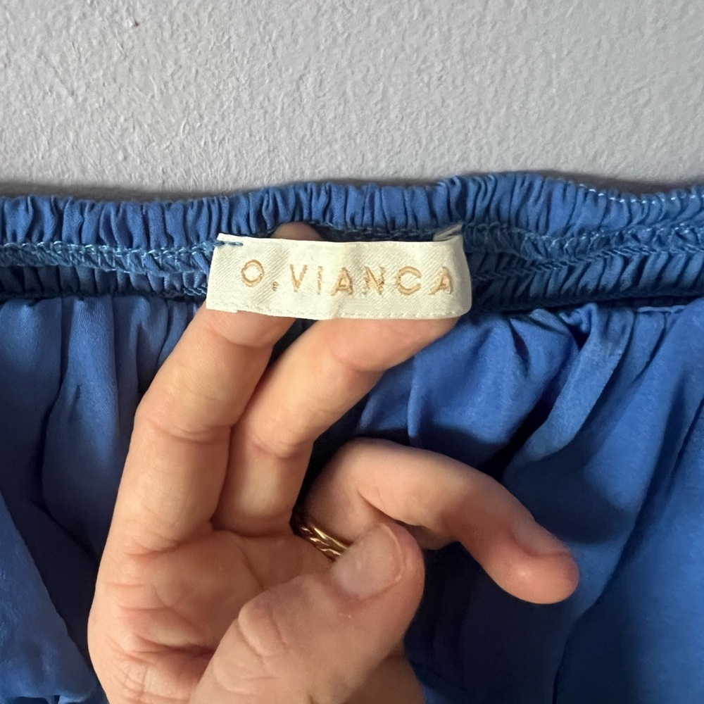 O. Vianca Blue Long Sleeve Blouse - Picture 3 of 6